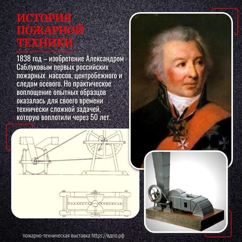 1838 год – создание первого российского центробежного насоса  Александр Александрович Саблуков был представителем богатого дворянского рода. Своё образование......